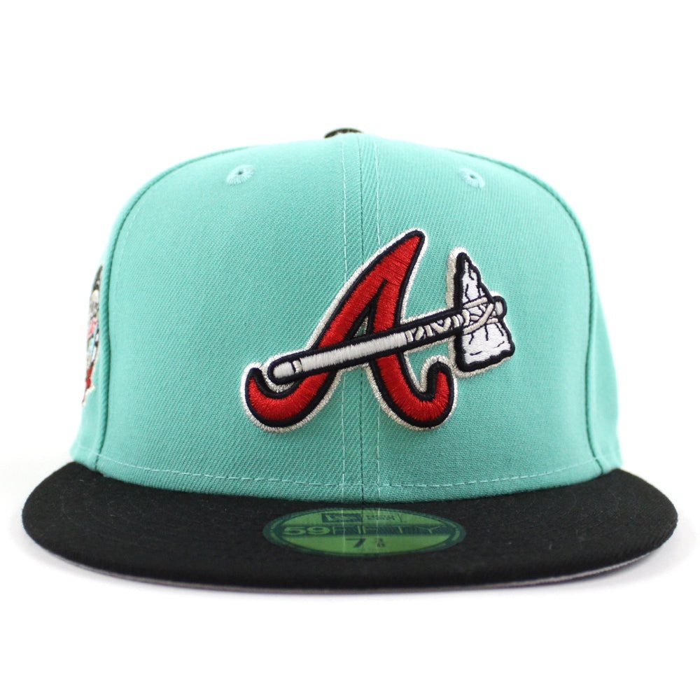 NWT Sz 7 1/4 ATLANTA BRAVES 2017 INAUGURAL SEASON NE MINT BLACK GRAY
UNDER BRIM